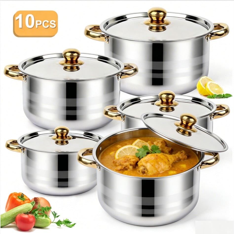 Stainless Steel Pot Set Modern - đánh giá và giá Home Cooking Cookbook